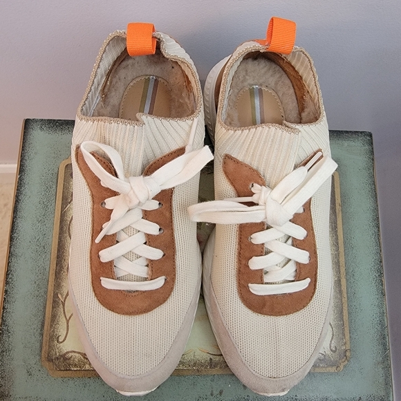 Sam Edelman Stokton Slip On Sherpa Lined Cream/Brown/Gray Size 7 Made In Italy - Picture 2 of 9